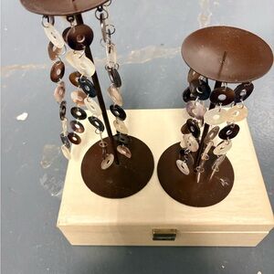 Brown and Cream Decorative Candle Holders